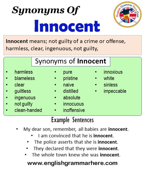 innocent bett|INNOCENT Synonyms: 422 Similar and Opposite Words.